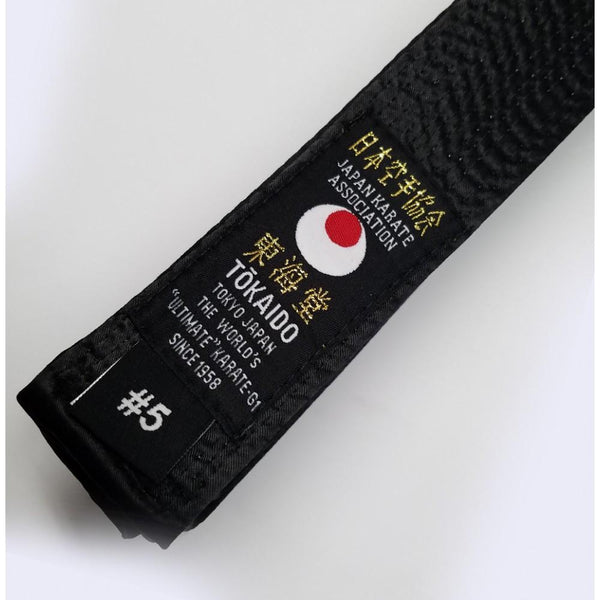 Tokaido Karate Black Satin Belt, JKA - 1.75"